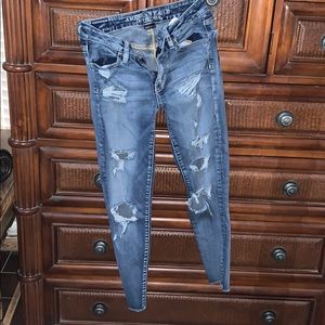 American eagle low rise ripped jeans